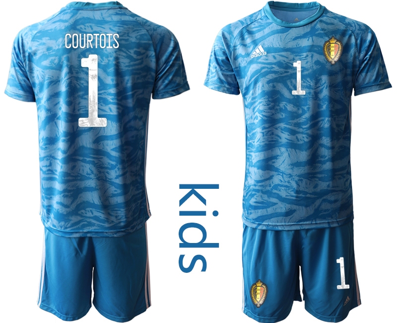 Youth 2021 European Cup Belgium blue goalkeeper #1 Soccer Jersey1